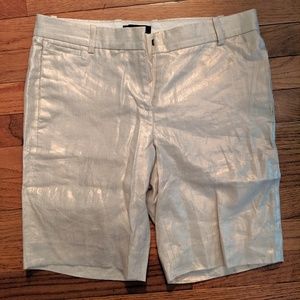 NWT J. Crew gold champagne linen Bermuda shorts